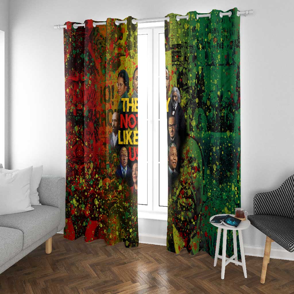 Black History Portrait Collage Window Curtain Africa Empowering They Not Like Us Quote in Grunge Paint - Wonder Print Shop