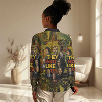 Black History Portrait Collage Women Casual Shirt Africa Empowering They Not Like Us Quote in Grunge Paint - Wonder Print Shop