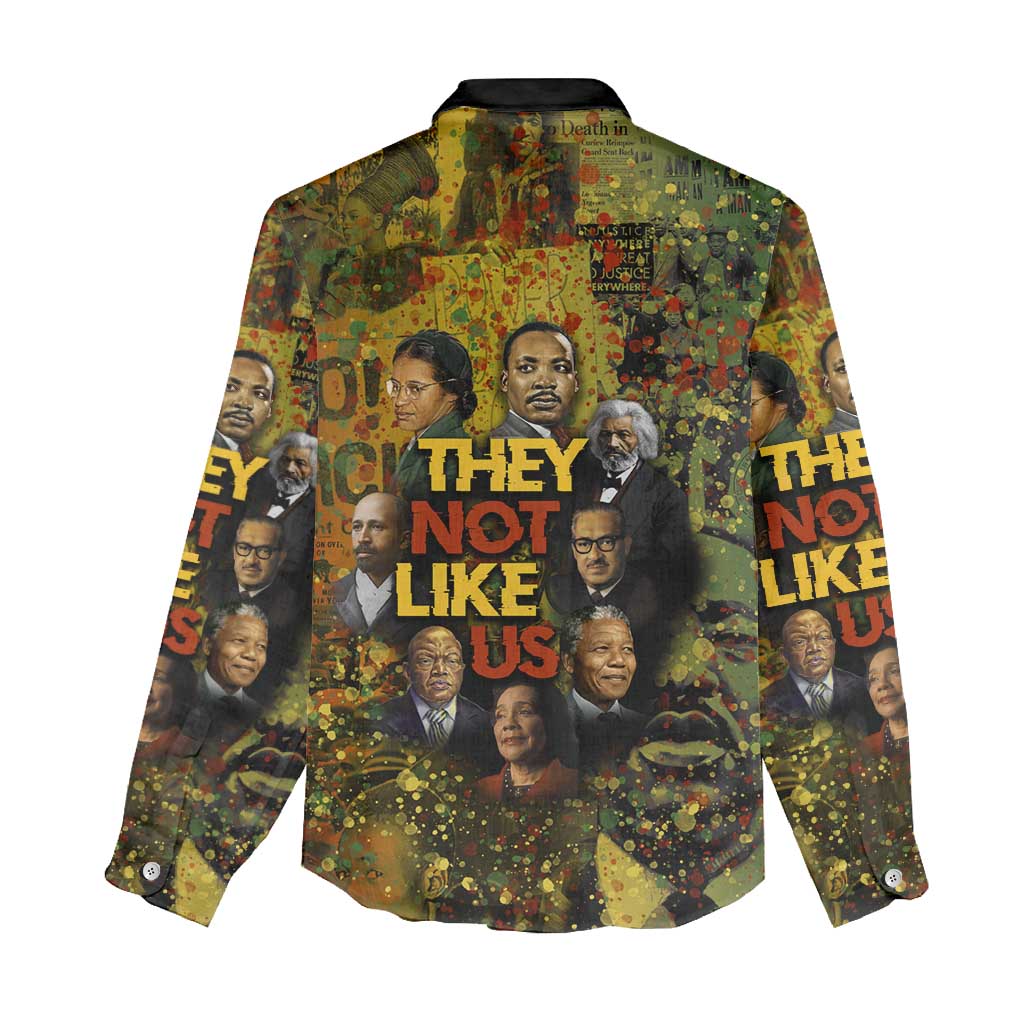 Black History Portrait Collage Women Casual Shirt Africa Empowering They Not Like Us Quote in Grunge Paint - Wonder Print Shop