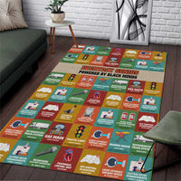 Everyday Genius Powered by Black Minds Area Rug with Colorful Invention Icons Pattern - Wonder Print Shop