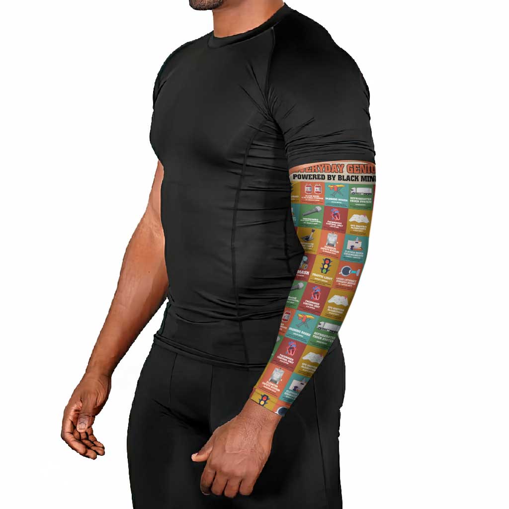 Everyday Genius Powered by Black Minds Arm Sleeves with Colorful Invention Icons Pattern - Wonder Print Shop