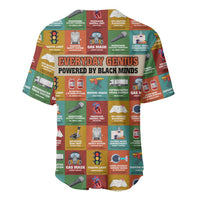 Everyday Genius Powered by Black Minds Baseball Jersey with Colorful Invention Icons Pattern - Wonder Print Shop