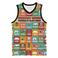 Everyday Genius Powered by Black Minds Basketball Jersey with Colorful Invention Icons Pattern - Wonder Print Shop