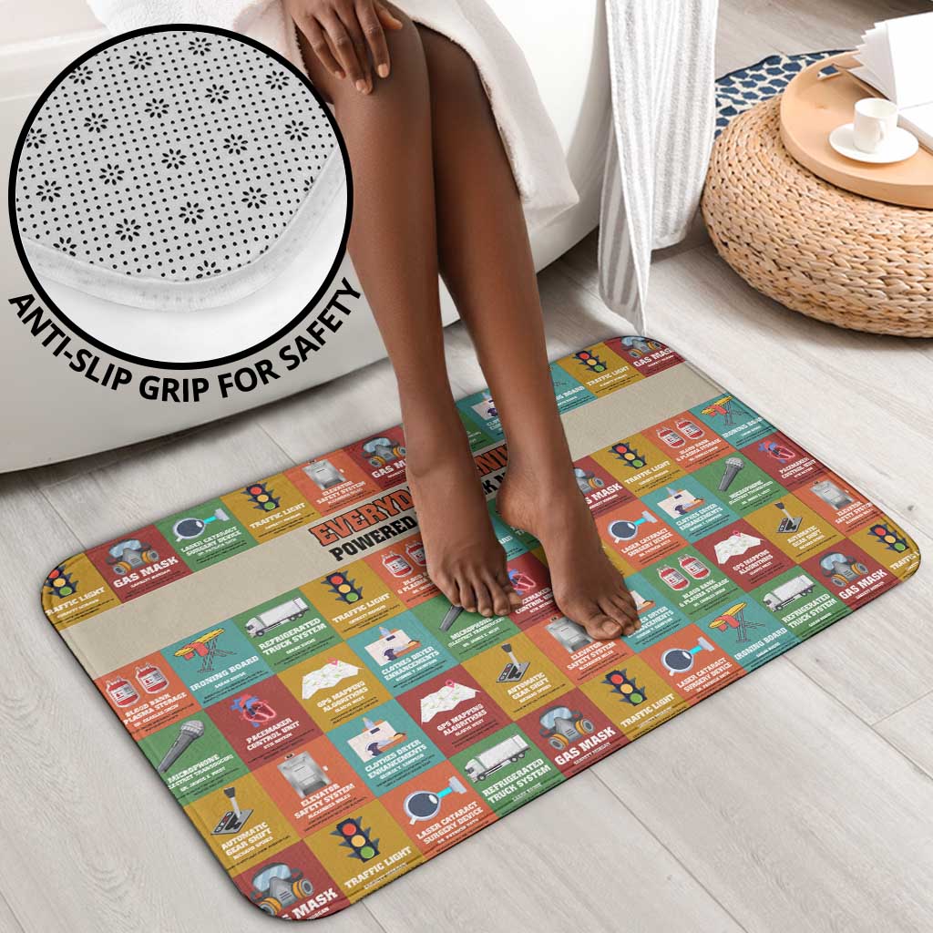 Everyday Genius Powered by Black Minds Bathroom Set with Colorful Invention Icons Pattern - Wonder Print Shop