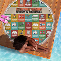 Everyday Genius Powered by Black Minds Beach Blanket with Colorful Invention Icons Pattern - Wonder Print Shop