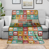 Everyday Genius Powered by Black Minds Blanket with Colorful Invention Icons Pattern - Wonder Print Shop