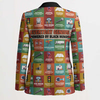 Everyday Genius Powered by Black Minds Blazer with Colorful Invention Icons Pattern - Wonder Print Shop