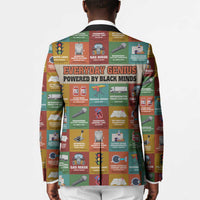 Everyday Genius Powered by Black Minds Blazer with Colorful Invention Icons Pattern - Wonder Print Shop