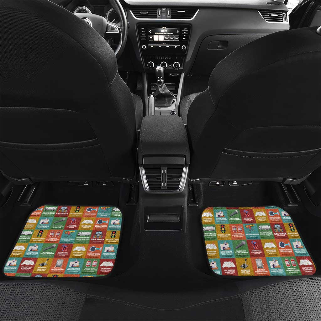 Everyday Genius Powered by Black Minds Car Mats with Colorful Invention Icons Pattern - Wonder Print Shop