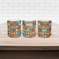 Everyday Genius Powered by Black Minds Ceramic Mug with Colorful Invention Icons Pattern - Wonder Print Shop