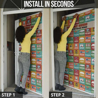 Everyday Genius Powered by Black Minds Door Cover with Colorful Invention Icons Pattern - Wonder Print Shop