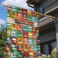 Everyday Genius Powered by Black Minds Garden Flag with Colorful Invention Icons Pattern - Wonder Print Shop