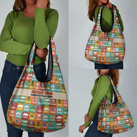 Everyday Genius Powered by Black Minds Grocery Bag with Colorful Invention Icons Pattern - Wonder Print Shop