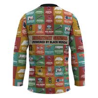 Everyday Genius Powered by Black Minds Hockey Jersey with Colorful Invention Icons Pattern - Wonder Print Shop