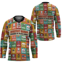 Everyday Genius Powered by Black Minds Hockey Jersey with Colorful Invention Icons Pattern - Wonder Print Shop