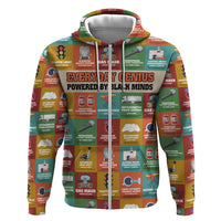 Everyday Genius Powered by Black Minds Hoodie with Colorful Invention Icons Pattern - Wonder Print Shop