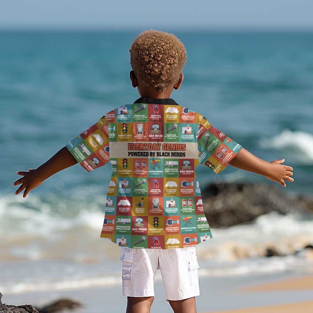 Everyday Genius Powered by Black Minds Kid Hawaiian Shirt with Colorful Invention Icons Pattern - Wonder Print Shop