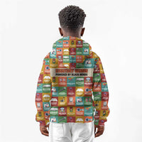 Everyday Genius Powered by Black Minds Kid Hoodie with Colorful Invention Icons Pattern - Wonder Print Shop