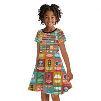 Everyday Genius Powered by Black Minds Kid Short Sleeve Dress with Colorful Invention Icons Pattern - Wonder Print Shop