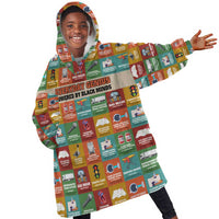Everyday Genius Powered by Black Minds Kid Wearable Blanket Hoodie with Colorful Invention Icons Pattern - Wonder Print Shop