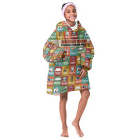 Everyday Genius Powered by Black Minds Kid Wearable Blanket Hoodie with Colorful Invention Icons Pattern - Wonder Print Shop