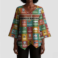 Everyday Genius Powered by Black Minds Kimono Sleeve Blouse with Colorful Invention Icons Pattern - Wonder Print Shop