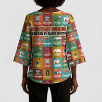 Everyday Genius Powered by Black Minds Kimono Sleeve Blouse with Colorful Invention Icons Pattern - Wonder Print Shop
