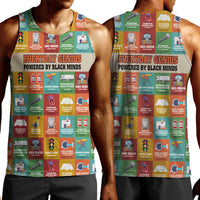 Everyday Genius Powered by Black Minds Men Tank Top with Colorful Invention Icons Pattern - Wonder Print Shop