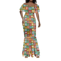 Everyday Genius Powered by Black Minds Mermaid Dress with Colorful Invention Icons Pattern - Wonder Print Shop
