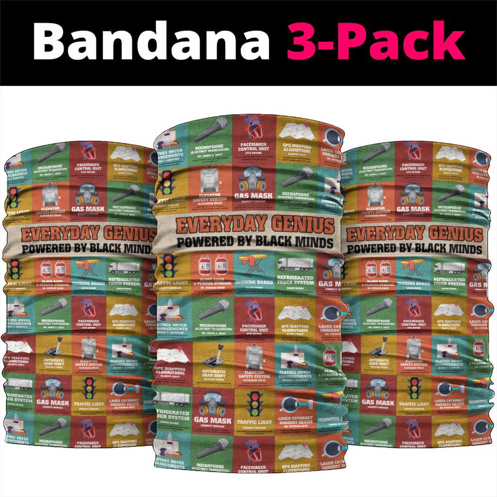 Everyday Genius Powered by Black Minds Neck Gaiter with Colorful Invention Icons Pattern - Wonder Print Shop