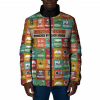 Everyday Genius Powered by Black Minds Padded Jacket with Colorful Invention Icons Pattern - Wonder Print Shop
