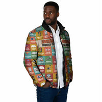 Everyday Genius Powered by Black Minds Padded Jacket with Colorful Invention Icons Pattern - Wonder Print Shop