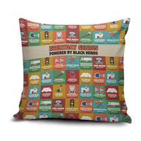 Everyday Genius Powered by Black Minds Pillow Cover with Colorful Invention Icons Pattern - Wonder Print Shop