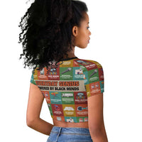 Everyday Genius Powered by Black Minds Raglan Cropped T shirt with Colorful Invention Icons Pattern - Wonder Print Shop