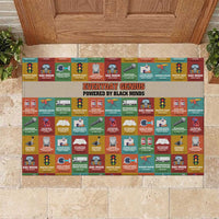 Everyday Genius Powered by Black Minds Rubber Doormat with Colorful Invention Icons Pattern - Wonder Print Shop