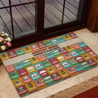 Everyday Genius Powered by Black Minds Rubber Doormat with Colorful Invention Icons Pattern - Wonder Print Shop