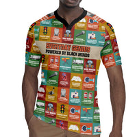 Everyday Genius Powered by Black Minds Rugby Jersey with Colorful Invention Icons Pattern - Wonder Print Shop