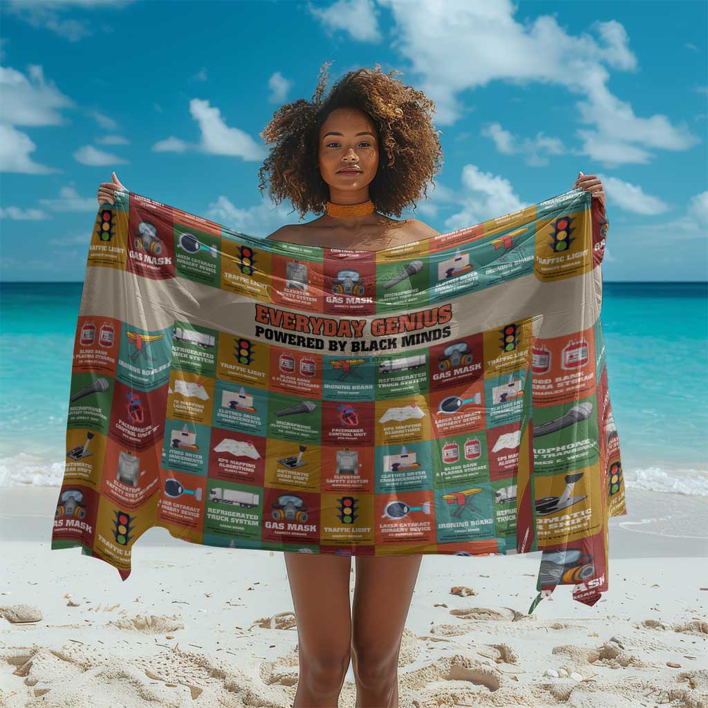 Everyday Genius Powered by Black Minds Sarong with Colorful Invention Icons Pattern - Wonder Print Shop