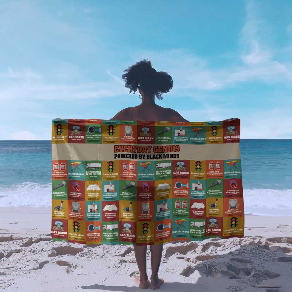 Everyday Genius Powered by Black Minds Sarong with Colorful Invention Icons Pattern - Wonder Print Shop