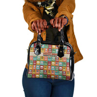 Everyday Genius Powered by Black Minds Shoulder Handbag with Colorful Invention Icons Pattern - Wonder Print Shop