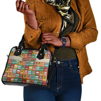 Everyday Genius Powered by Black Minds Shoulder Handbag with Colorful Invention Icons Pattern - Wonder Print Shop