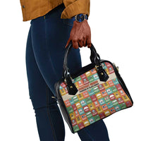 Everyday Genius Powered by Black Minds Shoulder Handbag with Colorful Invention Icons Pattern - Wonder Print Shop