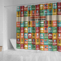 Everyday Genius Powered by Black Minds Shower Curtain with Colorful Invention Icons Pattern - Wonder Print Shop