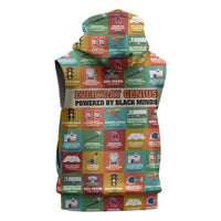 Everyday Genius Powered by Black Minds Sleeveless Hoodie with Colorful Invention Icons Pattern - Wonder Print Shop