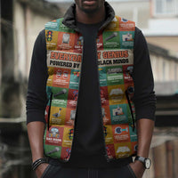 Everyday Genius Powered by Black Minds Sleeveless Puffer Jacket with Colorful Invention Icons Pattern - Wonder Print Shop