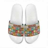 Everyday Genius Powered by Black Minds Slide Sandals with Colorful Invention Icons Pattern - Wonder Print Shop