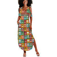 Everyday Genius Powered by Black Minds Summer Maxi Dress with Colorful Invention Icons Pattern - Wonder Print Shop