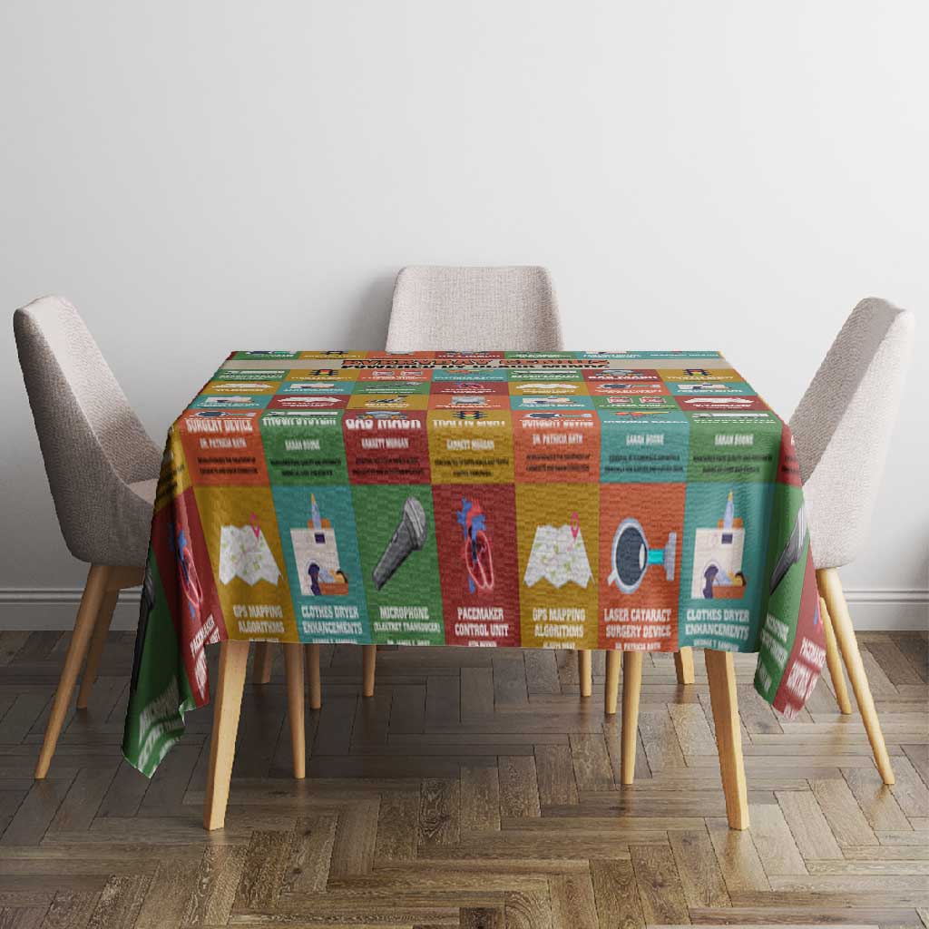Everyday Genius Powered by Black Minds Tablecloth with Colorful Invention Icons Pattern - Wonder Print Shop
