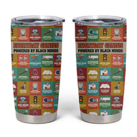 Everyday Genius Powered by Black Minds Tumbler Cup with Colorful Invention Icons Pattern - Wonder Print Shop