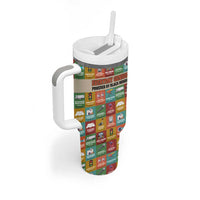 Everyday Genius Powered by Black Minds Tumbler With Handle with Colorful Invention Icons Pattern - Wonder Print Shop
